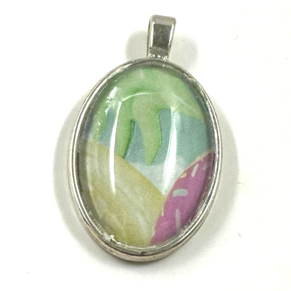 Jewelry Pendant pink green yellow white Silver tone unbranded